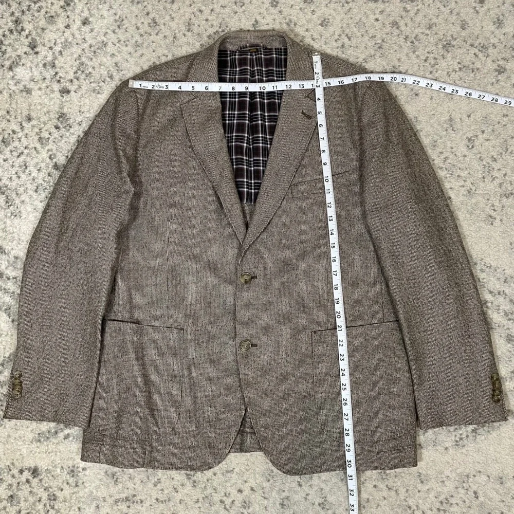 Kroon Tweed Wool Classic Fit Sport Coat Blazer Mens 44R Brown Houndstooth EUC‎